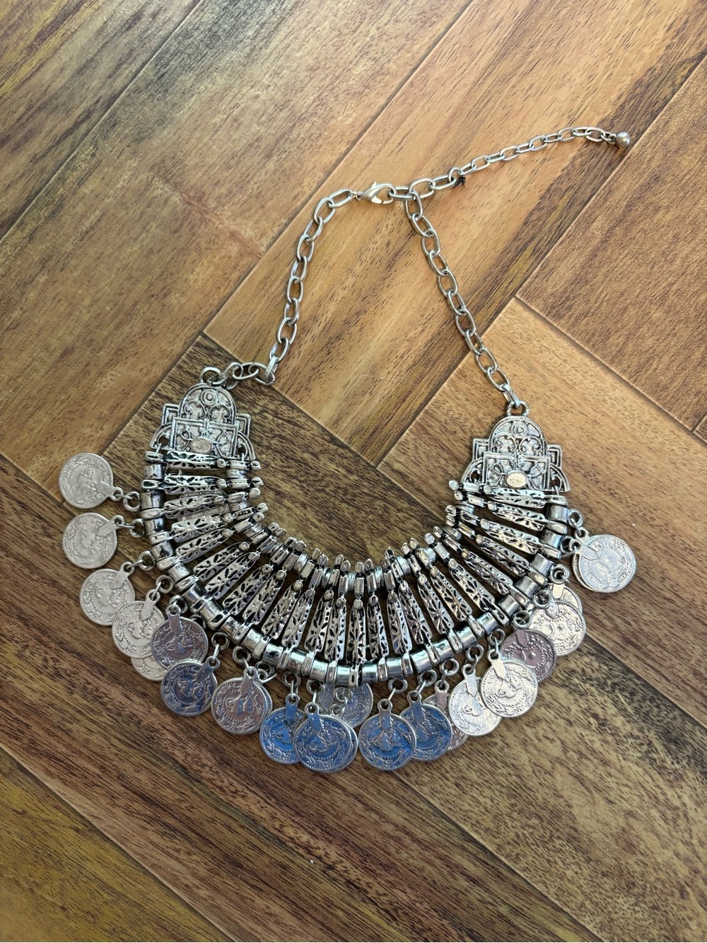 Silver-Tone Coin Statement Necklace - Women Jewelry